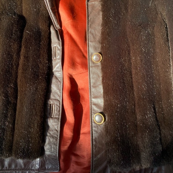 DiCosta Brown Fur Genuine Leather Jacket - Picture 4 of 9